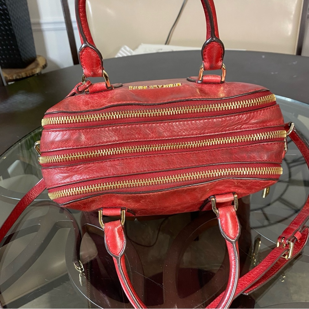 Michael Kors Alexis Medium Leather Satchel Caramel Red - Picture 7 of 14